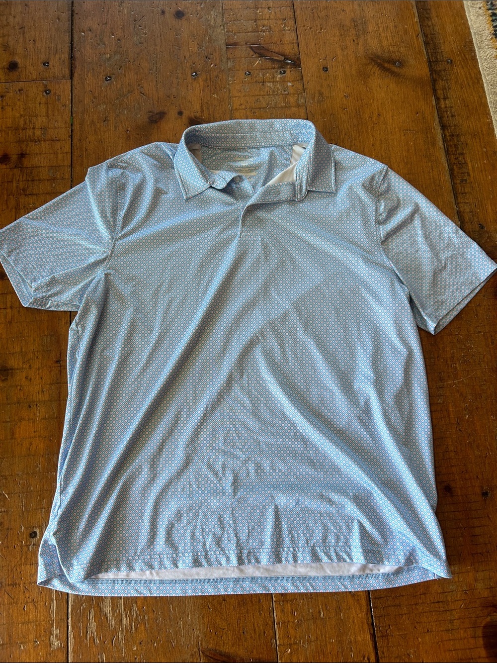 Men's Light Blue Micro-Pattern Polo Shirt